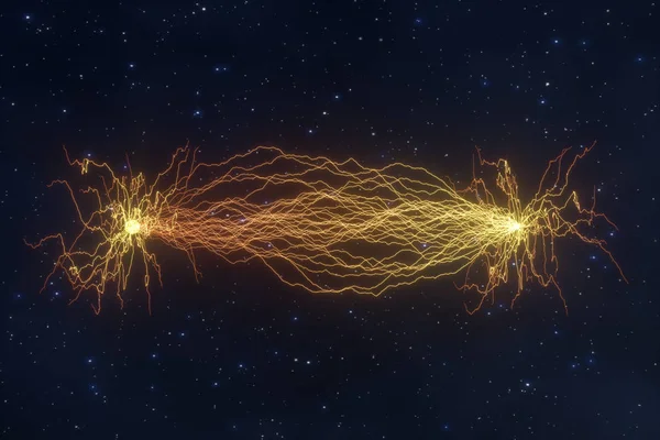 Power electrical energy and lightning spark, 3d rendering. — ストック写真
