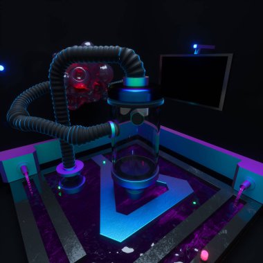 Koyu renk kimya atölyesi, 3D görüntüleme..