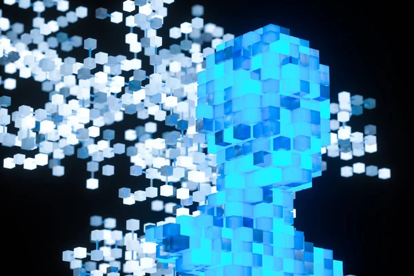 El jefe del robot virtual con conceptos de inteligencia artificial, representación 3d . —  Fotos de Stock