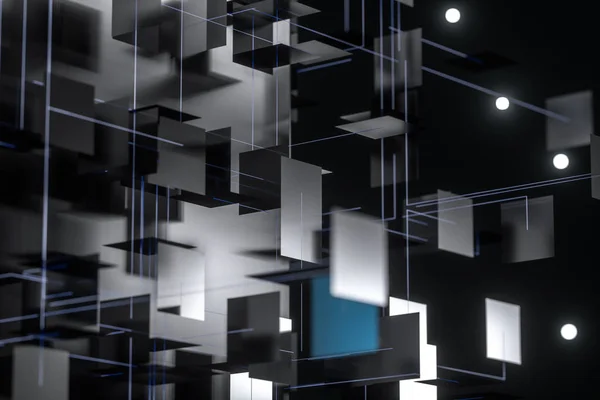 A three-dimensional space composed of square planes, 3d rendering. — ストック写真