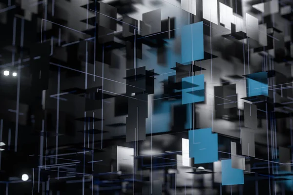 Een driedimensionale ruimte bestaande uit vierkante vlakken, 3d rendering. — Stockfoto