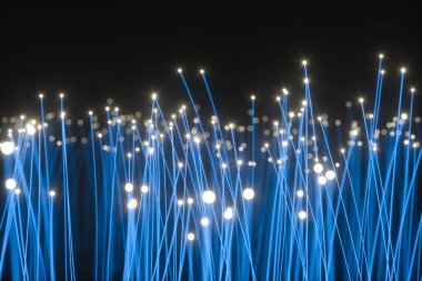 Akan ve parlayan parçacıklar koyu arkaplan, 3 boyutlu rendeleme