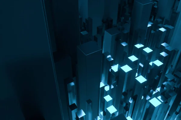 Technikai jelenet álló ismétlődő oszlopok, 3D-s renderelés — Stock Fotó