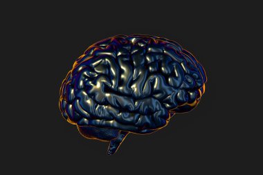 Beyin ve koyu arkaplan, 3D görüntüleme.