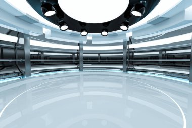 Dairesel teknolojik yapı binası, 3D görüntüleme.