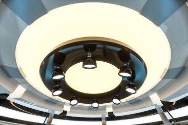 Dairesel teknolojik yapı binası, 3D görüntüleme.