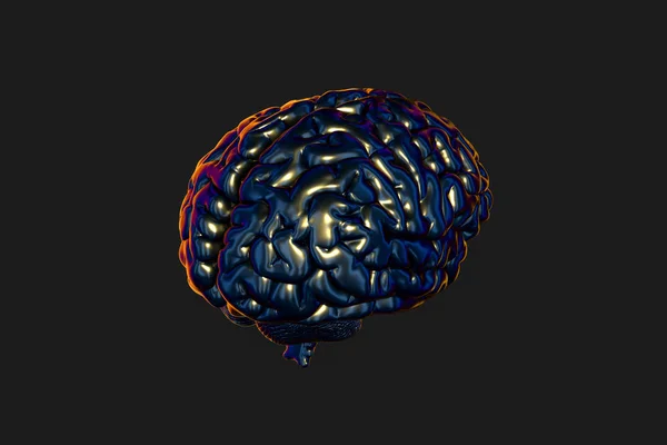 Cérebro e fundo escuro, renderização 3d . — Fotografia de Stock