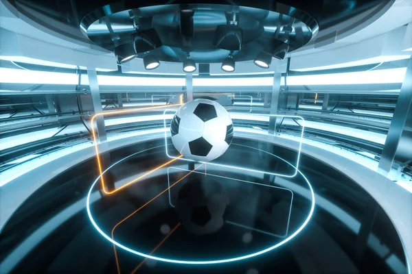 Futebol e cenas de arena indoor, renderização 3d . — Fotografia de Stock