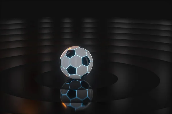 足球和室内竞技场，3D渲染. — 图库照片