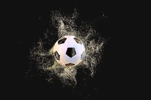 Płonąca piłka nożna z ciemnym tle, renderowanie 3d. — Zdjęcie stockowe