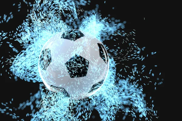 Queimando futebol com fundo escuro, renderização 3d . — Fotografia de Stock