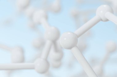 Mavi arkaplan ile bağlı küreler, 3d oluşturma.