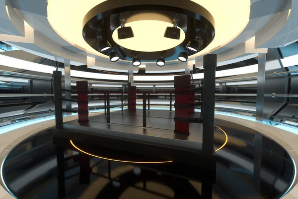 Arena w ciemnym pomieszczeniu, renderowanie 3D. — Zdjęcie stockowe