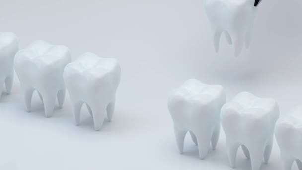 Animazione di installare il nuovo dente, rendering 3d . — Video Stock