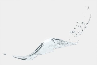 Splashing water with white background, 3d rendering. clipart