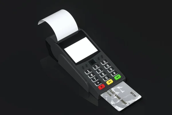 Het Vegen Van Pos Machine Zwarte Achtergrond Rendering Digitale Computertekening — Stockfoto