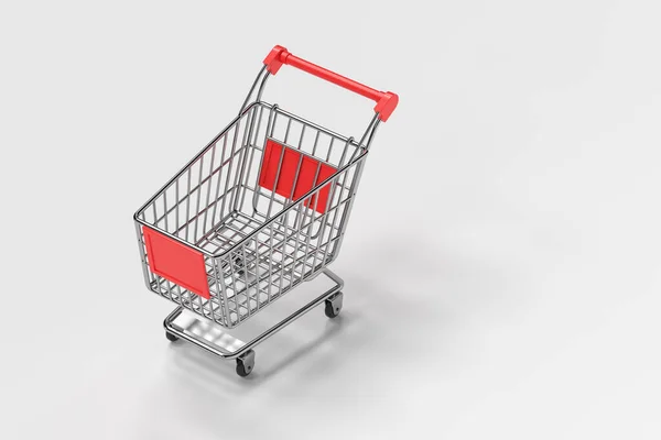 Carro Compras Vacío Con Fondo Blanco Renderizado Dibujo Digital Informático — Foto de Stock