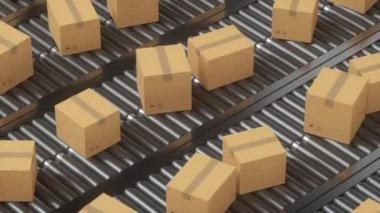 Taşıma bandındaki konteynır kutusunun taşınması, 3D görüntüleme