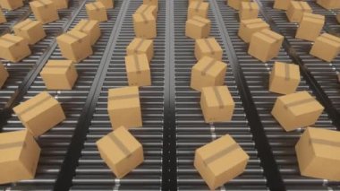 Taşıma bandındaki konteynır kutusunun taşınması, 3D görüntüleme