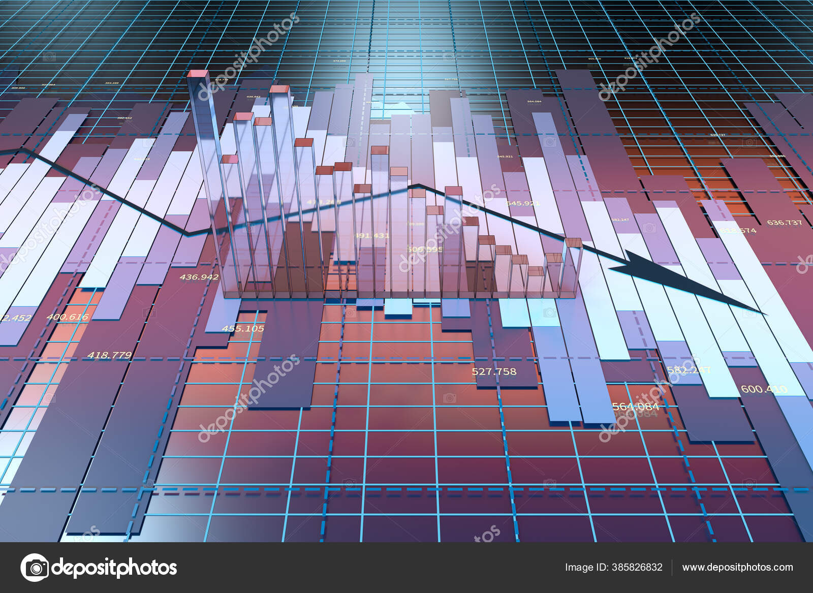 Penurunan Data Ekonomi Statistik Bisnis Rendering Gambar Digital Komputer Stok Foto C Vinkfan 385826832