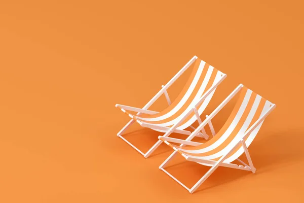 Solskydd Strandstol Med Orange Bakgrund Rendering Digitalritning — Stockfoto