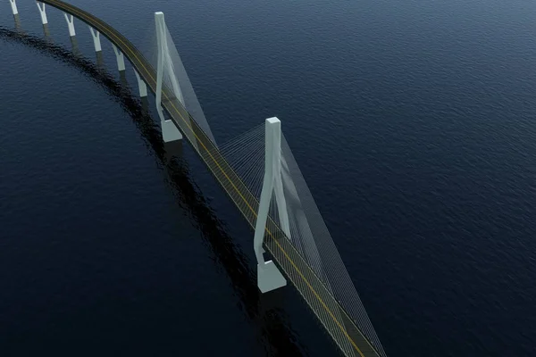 Die Hängebrücke Über Den See Rendering Digitale Computerzeichnung — Stockfoto
