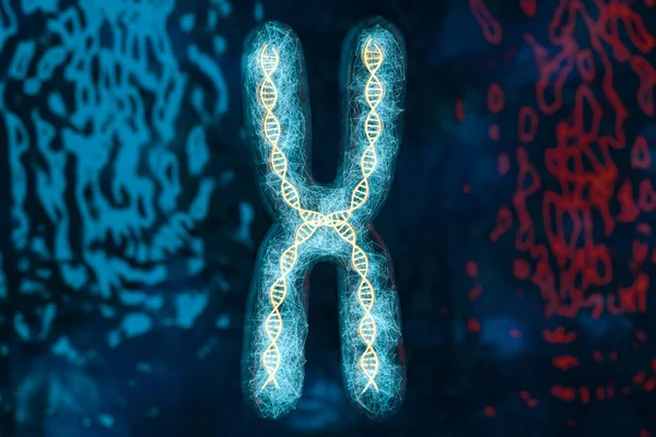 Chromosom Mit Dunklem Hintergrund Darstellung Digitale Computerzeichnung — Stockfoto