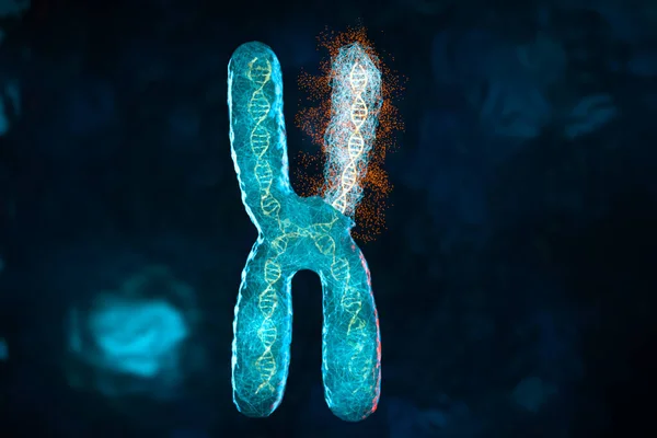 Mutation Des Chromosoms Mit Dunklem Hintergrund Darstellung Digitale Computerzeichnung — Stockfoto