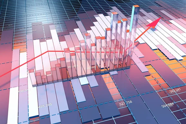 Økende Pil Med Økonomiske Data Finansiell Statistikk Gjengivelse Datategning – stockfoto