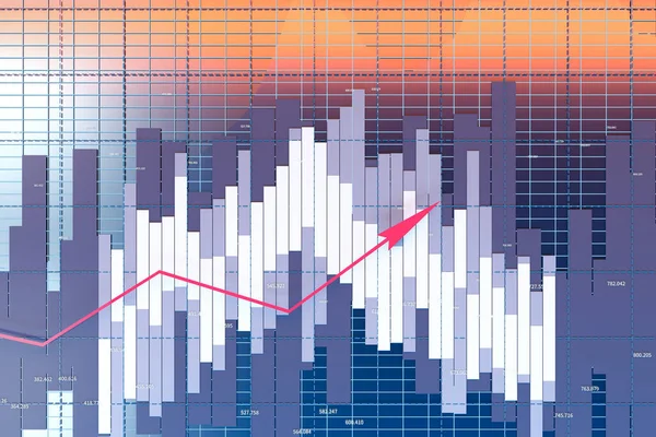 Økende Pil Med Økonomiske Data Finansiell Statistikk Gjengivelse Datategning – stockfoto