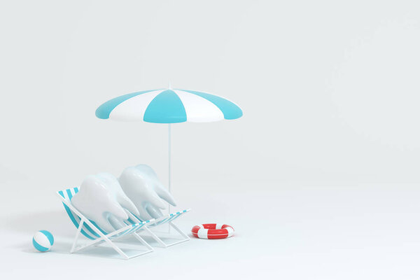 Tecknad Tand Semester Tandvård Koncept Rendering Digitalritning — Stockfoto