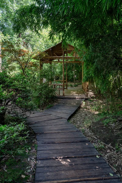 古代の竹のキャビンとパス 蘇州庭園 中国で 蘇州の写真 — ストック写真