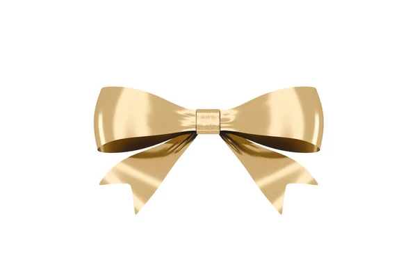 Golden Bow Knot White Background Rendering Computer Digital Drawing — Stock Photo, Image
