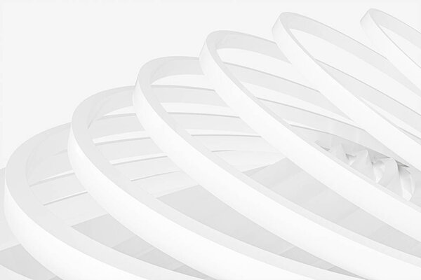 White rings and white background, 3d rendering. Computer digital drawing.