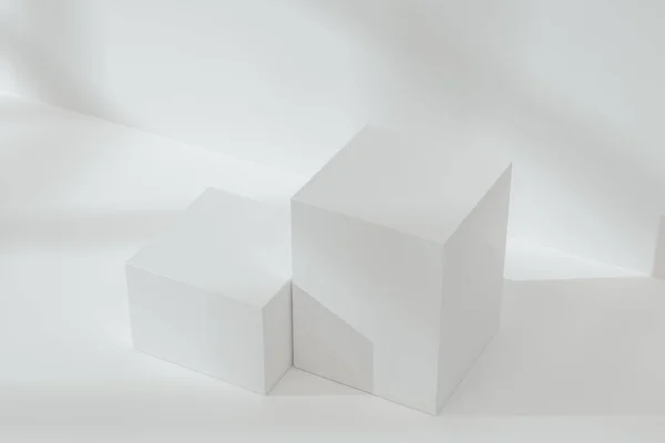 White Cubic Podium Floor Rendering Computer Digital Drawing — Stock Photo, Image