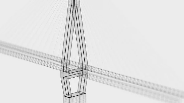 Croquis Lignes Pont Suspendu Rendu Dessin Numérique Informatique — Photo