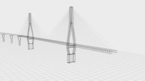 Esboço Linhas Ponte Suspensão Renderização Desenho Digital Computador — Fotografia de Stock