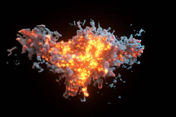 Explosiv Låga Med Mörk Bakgrund Rendering Digitalritning — Stockfoto