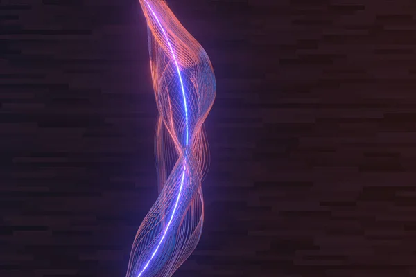 暗い背景 3Dレンダリングと紫の円レーザーライン コンピュータ デジタル ドローイング — ストック写真