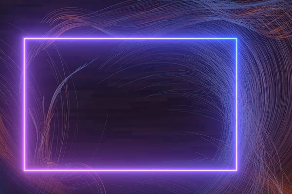 Fialová Čtvercová Laserová Čára Tmavým Pozadím Vykreslování Digitální Kresba Počítače — Stock fotografie