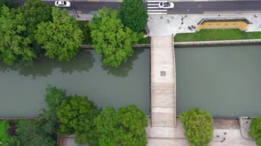 Antik geleneksel bahçe havası, Çin Suzhou 'da anten..