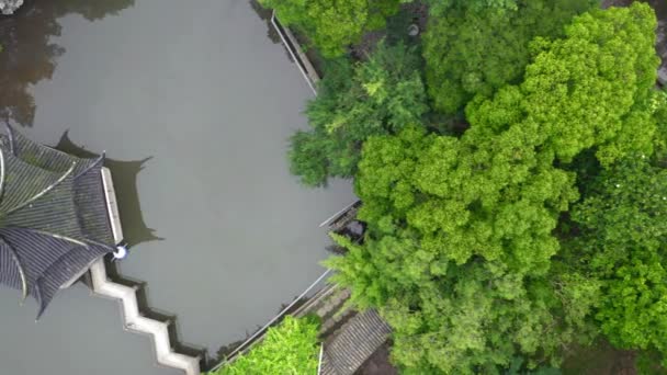Aerial of Ancient traditional garden, Suzhou garden, in China. — Stock Video