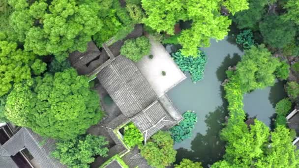Εναέρια του Αρχαίου παραδοσιακού κήπου, Suzhou κήπο, στην Κίνα. — Αρχείο Βίντεο