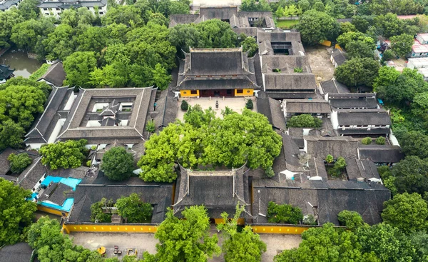 Luchtfoto Van Oude Boeddhistische Tempel Antenne Suzhou China — Stockfoto