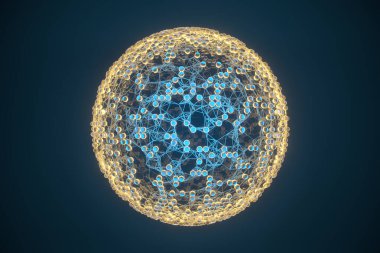 Bağlantı kısıtlamaları olan mavi biyoloji ızgarası, 3 boyutlu görüntüleme. Bilgisayar dijital çizimi.