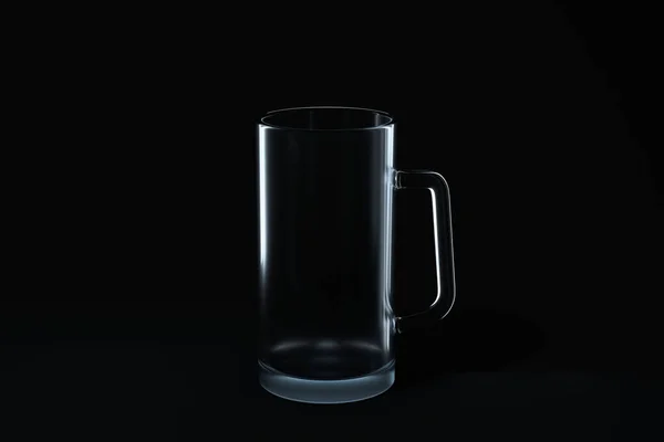 Siyah Arka Planı Olan Şeffaf Bira Bardağı Boyutlu Bilgisayar Dijital — Stok fotoğraf