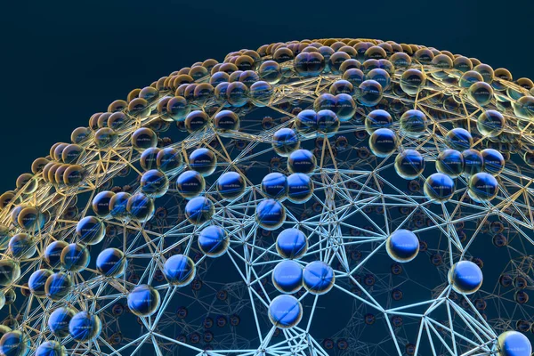 Bağlantı Kısıtlamaları Olan Mavi Biyoloji Izgarası Boyutlu Görüntüleme Bilgisayar Dijital — Stok fotoğraf