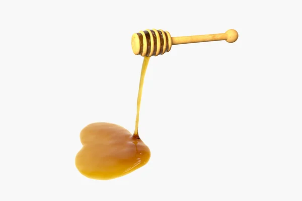 Gouden Honing Druppel Van Honing Dipper Rendering Digitale Computertekening — Stockfoto