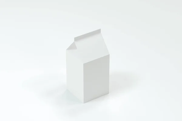 白い背景のブランクミルクボックス 3Dレンダリング コンピュータ デジタル ドローイング — ストック写真