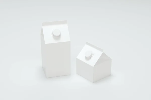 白い背景のブランクミルクボックス 3Dレンダリング コンピュータ デジタル ドローイング — ストック写真